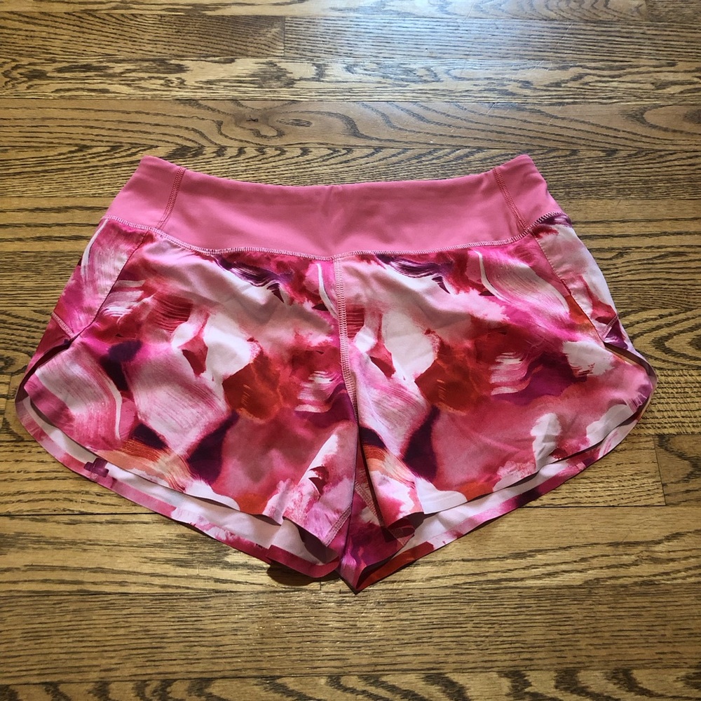 Athleta Run With It Shorts Pink Floral